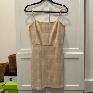 Wilfred Beige Plaid Mini Dress
